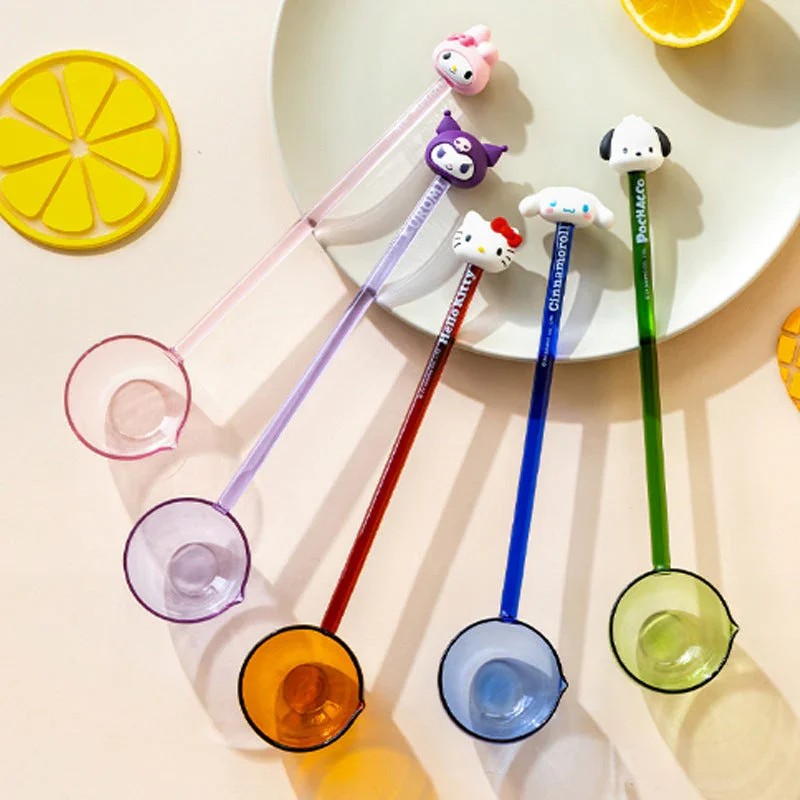 Cartoon Long-handled Glass Spoon