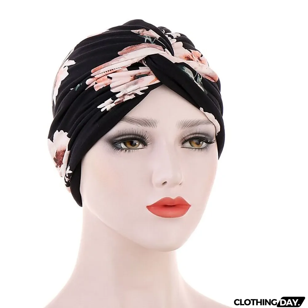 Women Muslim Daily Turban Folding Cross Knotted Hair Scarf Elastic Head Wrap Headwear Bandanas Lady Hair Hats Beanie Hair Loss Accessories