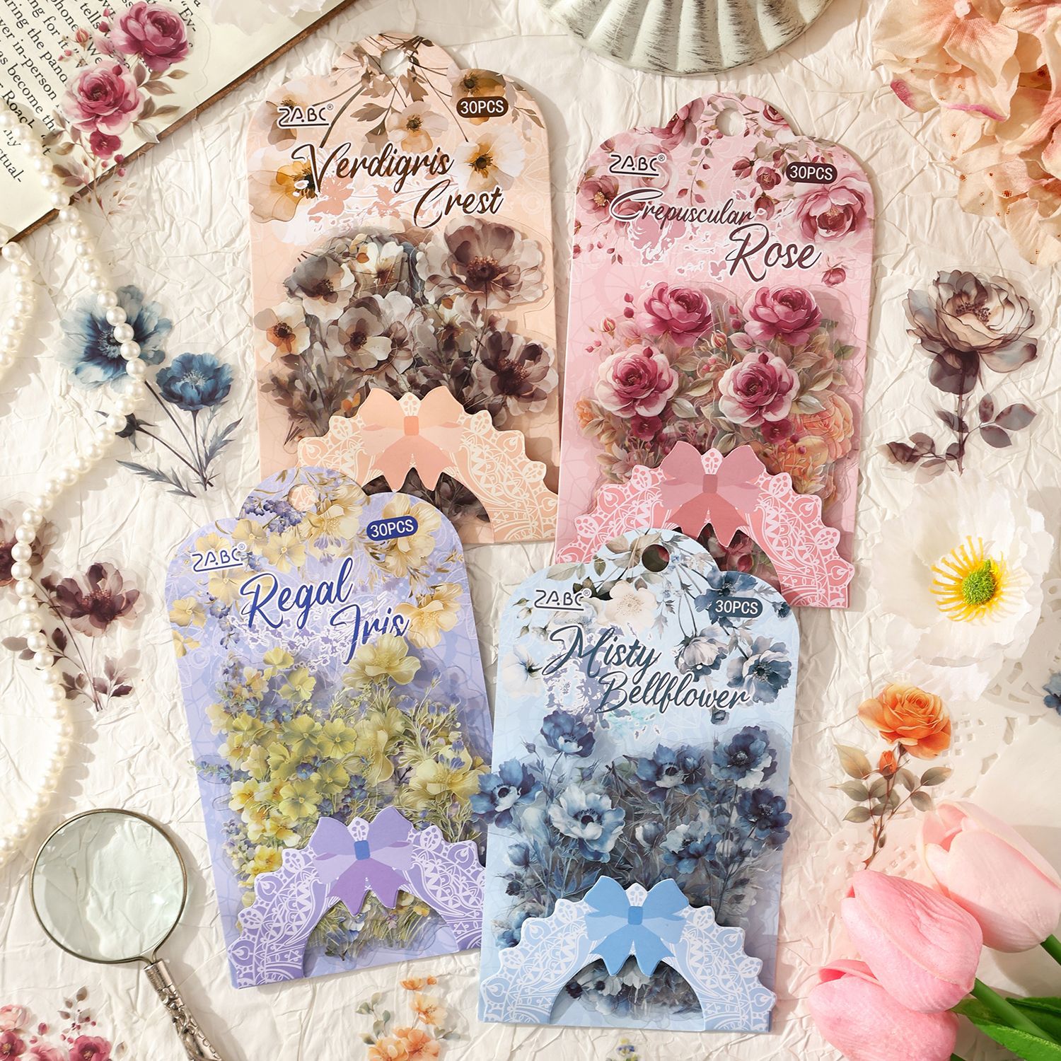 PET 스티커 - 유로파 플라워 감소 시리즈 빈티지 플로럴