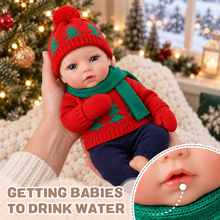 【Drink & Wet】Babeside Terry 12"/16" Full Silicone Baby Doll &ndash; Lifelike Christmas Girl Doll with Feeding & Wetting Function