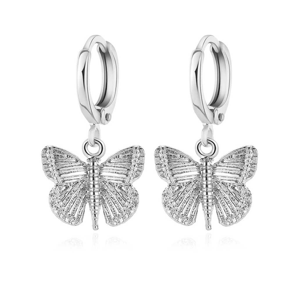 

Women Elegant Vintage Butterfly Earrings Animal Sweet Jewelry Accessories, Silver, 501 Original