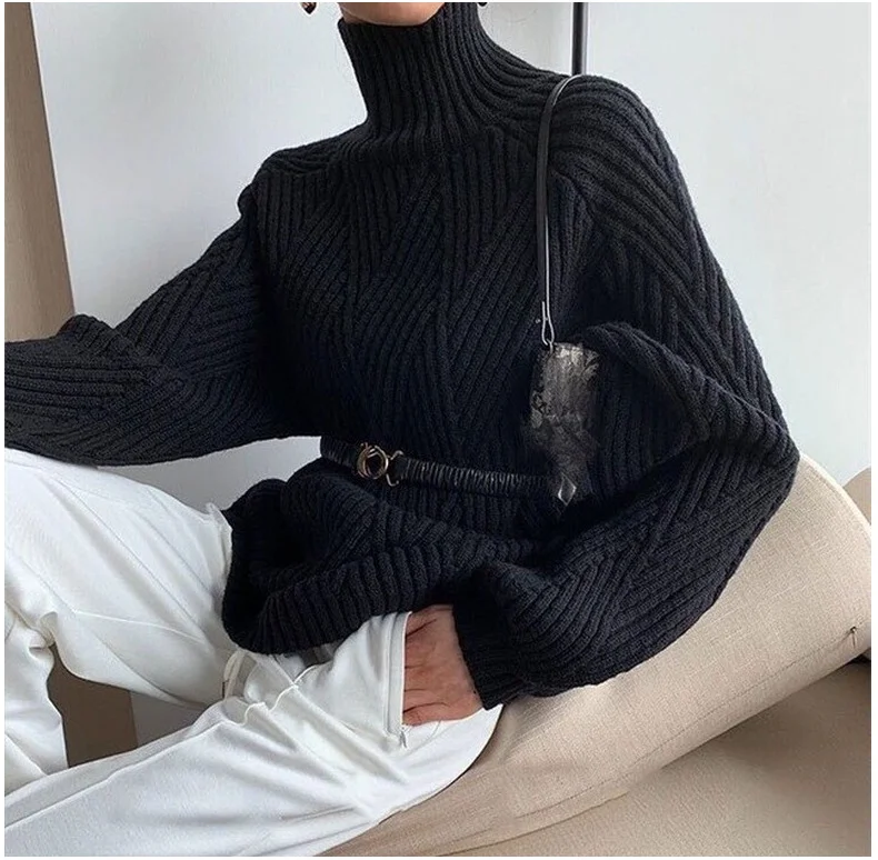 Lazy Turtleneck Double Zipper Sweater main image 0