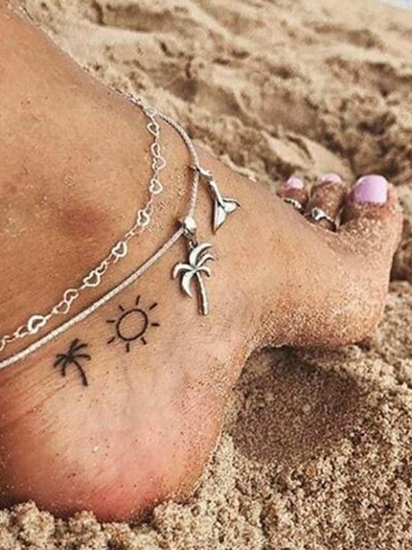 Layered Alloy Coconut Tree Anklet