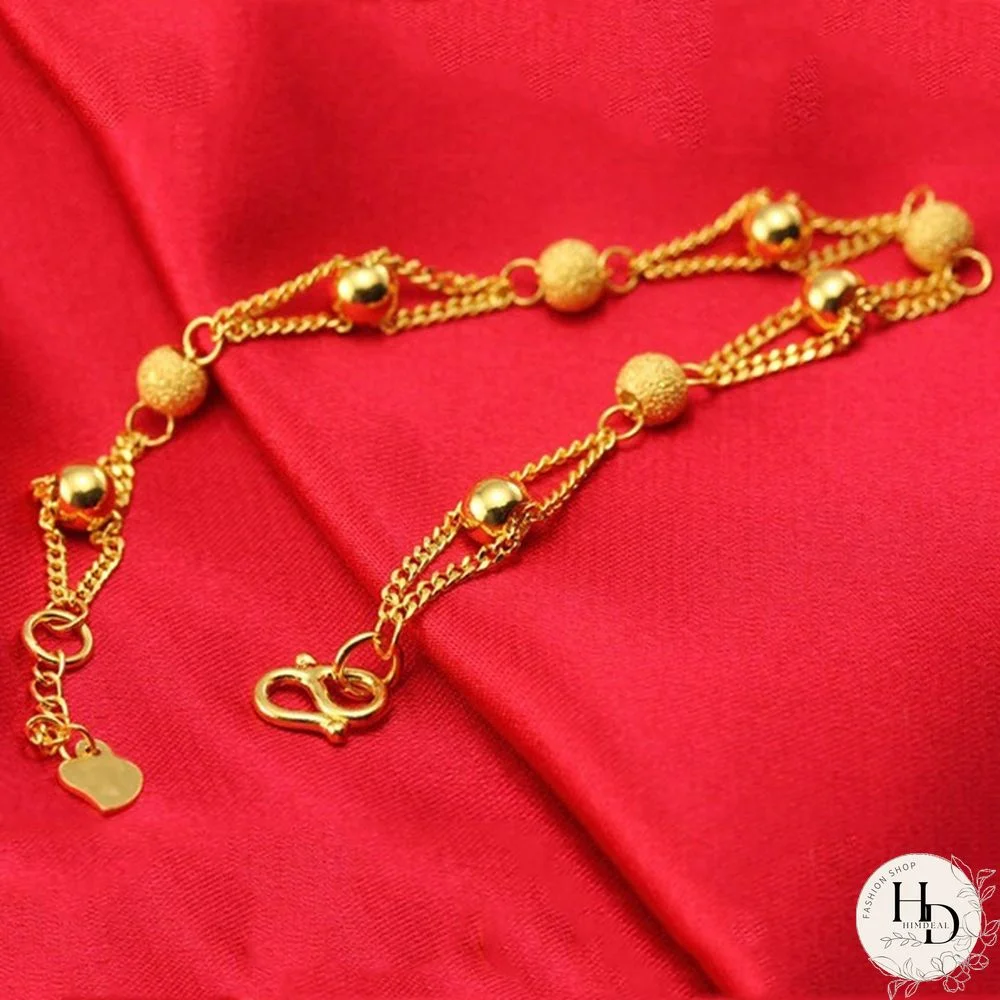 24K gold Fashion Bead Bracelet for Women gold color Friendship Bracelets Fine Jewelry