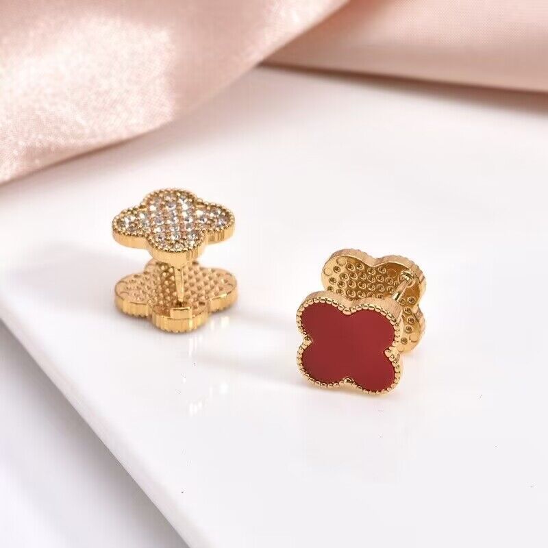 2 Pieces Moderate Luxury Flower Copper Diamond Inlay Stud Earrings