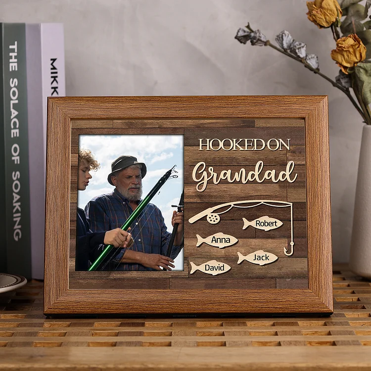 4 Names-Personalized Grandad Family Photo Frame with Family Member Names, Custom 4 Names And Photo Bedroom Decoration Gift For Grandpa