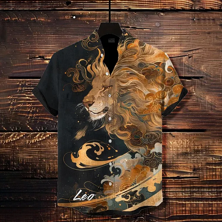 Men's Leo The Lion Fluid Art Print Casual Shirt
