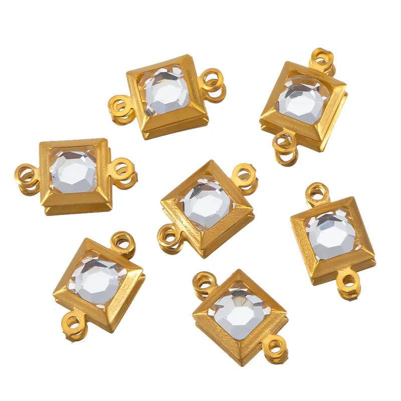 10 PCS/Package 6.5*11.5mm 304 Stainless Steel Zircon Square Pendant Jewelry Accessories