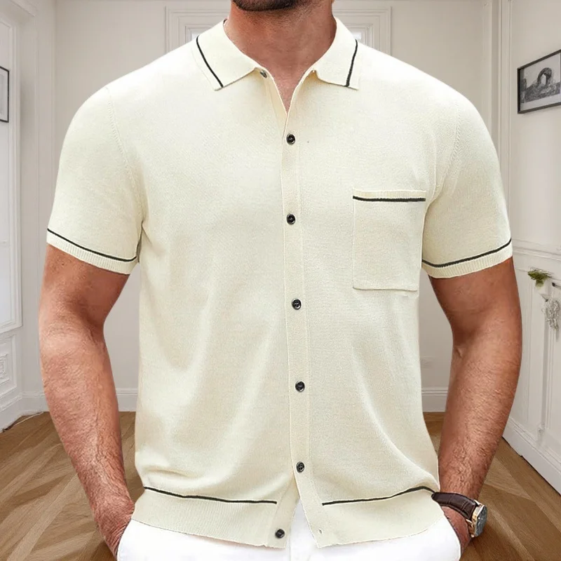 Uveng Uveng Men's New Summer Knitwear Men's Anti-Ball Ice Cream Knitted Knitting Polo Shirt SY0014