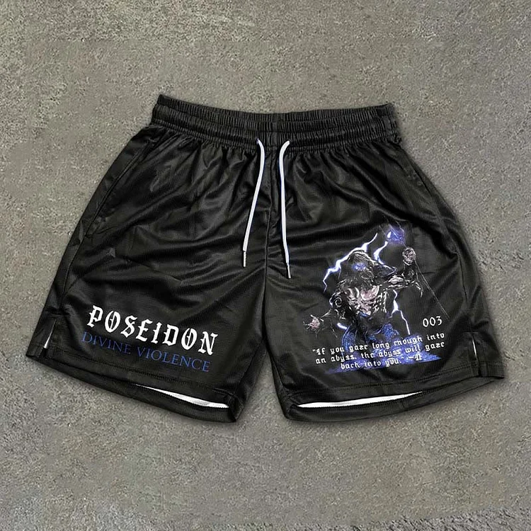 Sopula Poseidon Print Casual Street Mesh Shorts