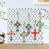 6PCS Diamond Painting Double Sided Cross Keychains Christmas Decoration Gift