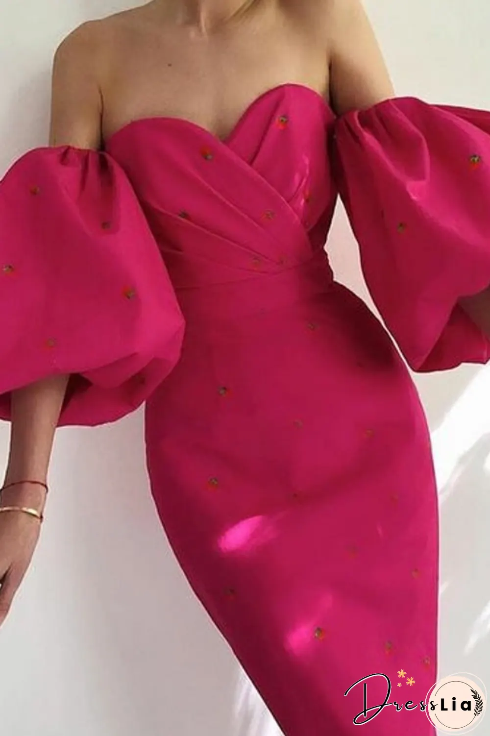 Fashion Elegant Print Draw String Backless Strapless Pencil Skirt Dresses