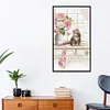 11CT Pink Flower Cat - Stamped Cross Stitch 35*20cm/13.78*7.87in