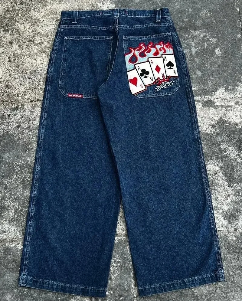 Uveng Year's Popular Style JNCO Graphics Jeans Y2K Hip-Hop Loose Jeans For Men And Women Harajuku