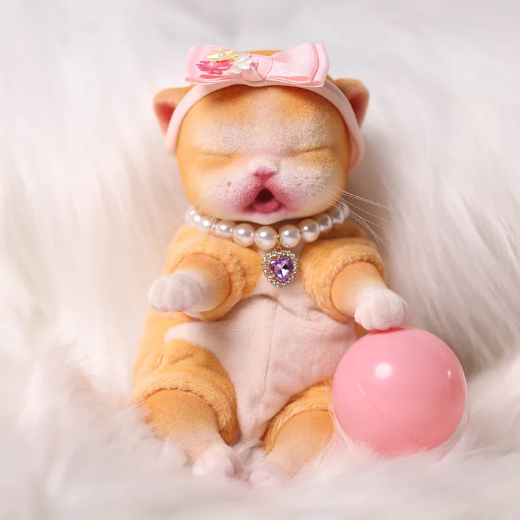 Babeside 8" Soft Chubby Lifelike Kitten Toys Realistic Animals Sleep Partner