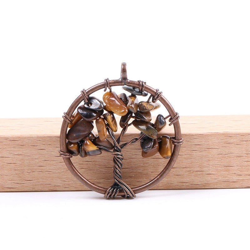 1 Piece Natural Stone Copper Life Tree Pendant