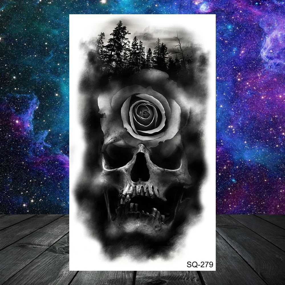 Thorns Wolf Dragon Scorpion Temporary Tattoos For Adult Men Boy Skull Tiger Lion Compass Fake Tattoo Neck Arm Hands Small Tatoos