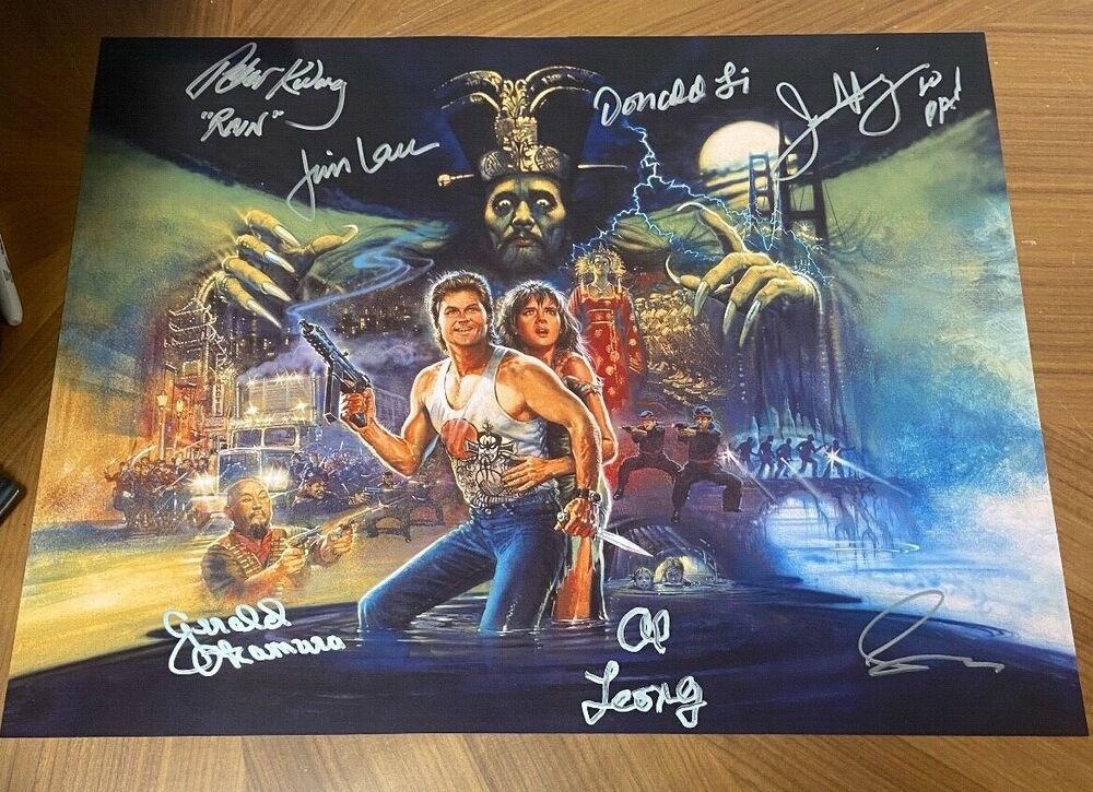* BIG TROUBLE IN LITTLE CHINA * signed 16x20 Photo Poster painting * HONG, LI, KWONG +4 * 1