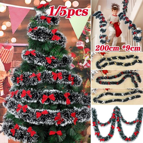 2M Christmas Decoration Bar Tops Ribbon Garland Christmas Tree Ornaments Tinsel Christmas Tree Decorations Xmas Garland