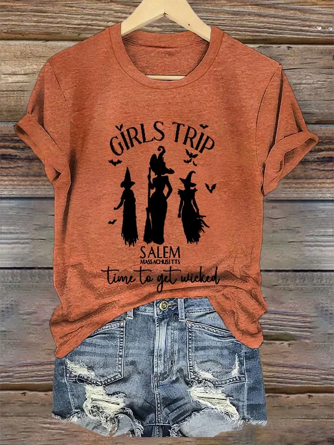 Women's Salem Girls Trip Hocus Pocus  Halloween Casual Tee