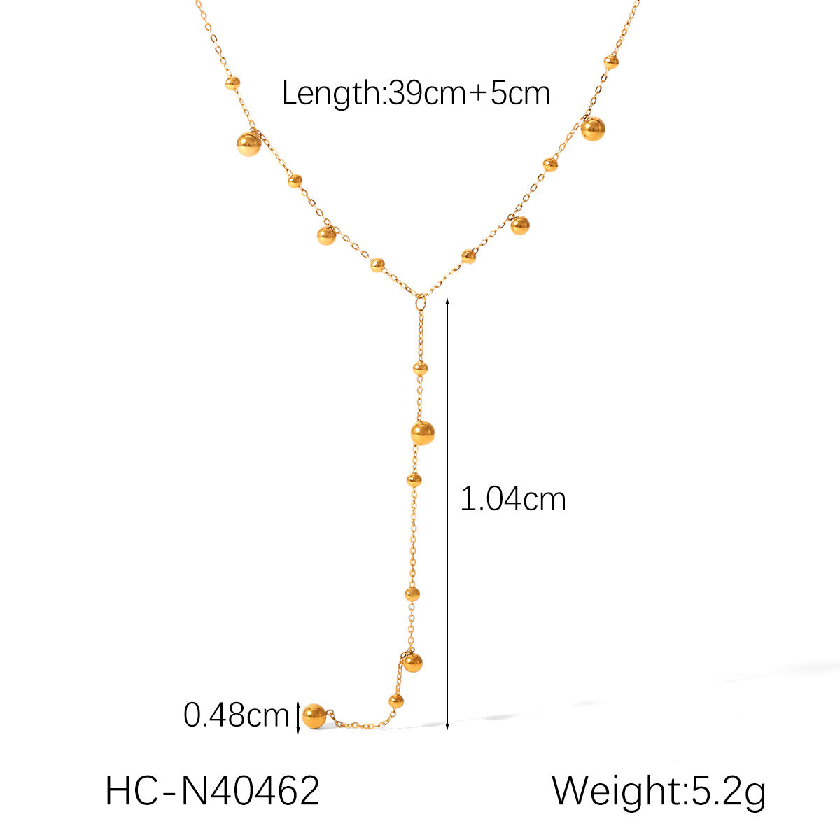 Color Matching Round Bead Necklace Tassel Y Chain 18K Gold Stainless Steel Clavicle Chain Titanium Steel Necklace