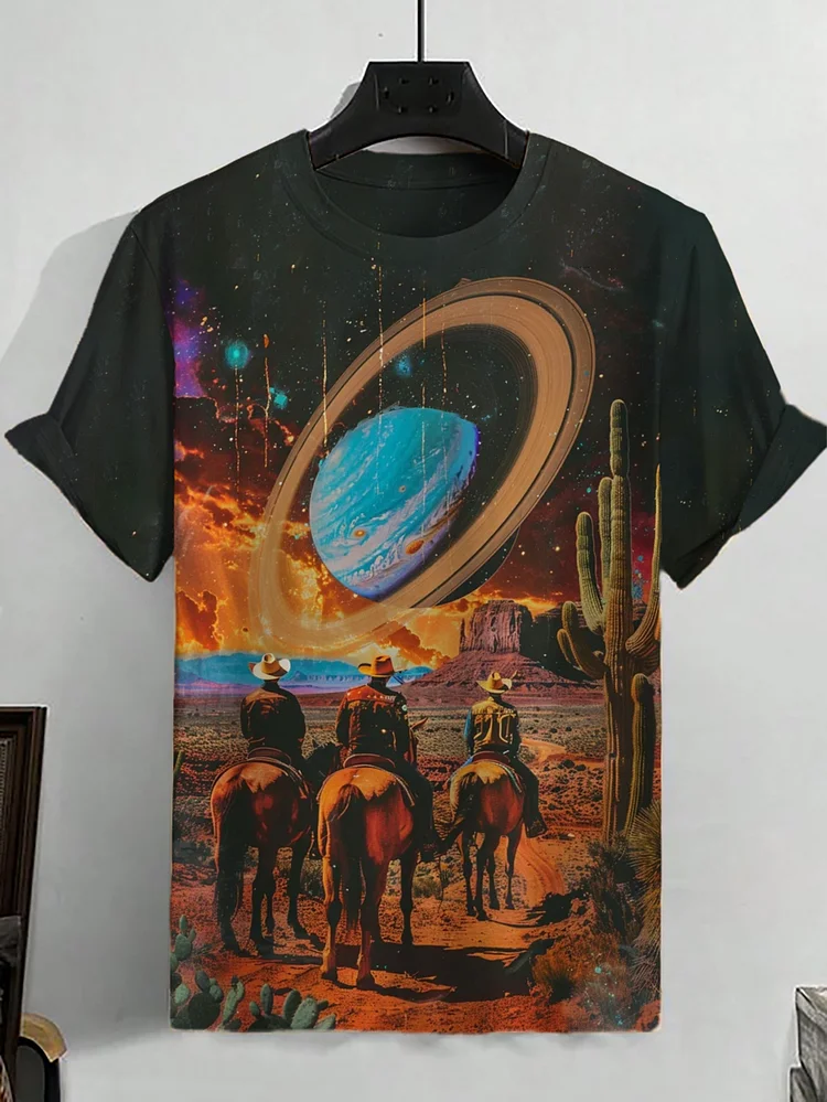Men's Western Science Fiction Print Casual T-Shirt