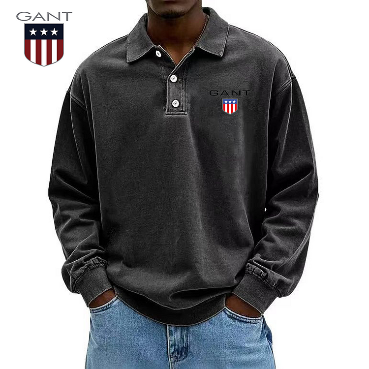 2025 GANT® | Suéter masculino de manga comprida para homens maduros