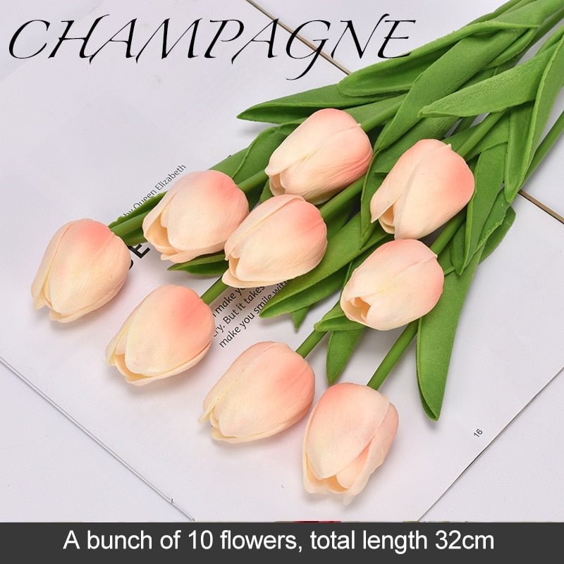 10 Pcs Artificial Flowers Tulips Calla Lily Set Simulation PU Fake Flower Wedding Decoration Party New Year Hotel Home Decor