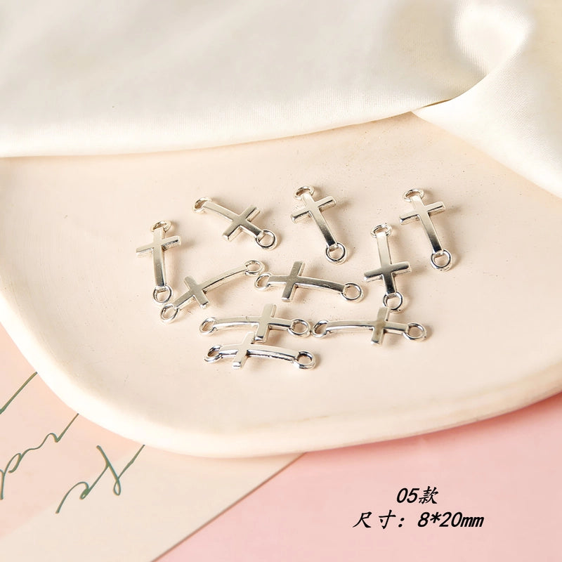 10 PCS/Package 8 * 20mm Alloy Cross Polished Pendant Jewelry Accessories