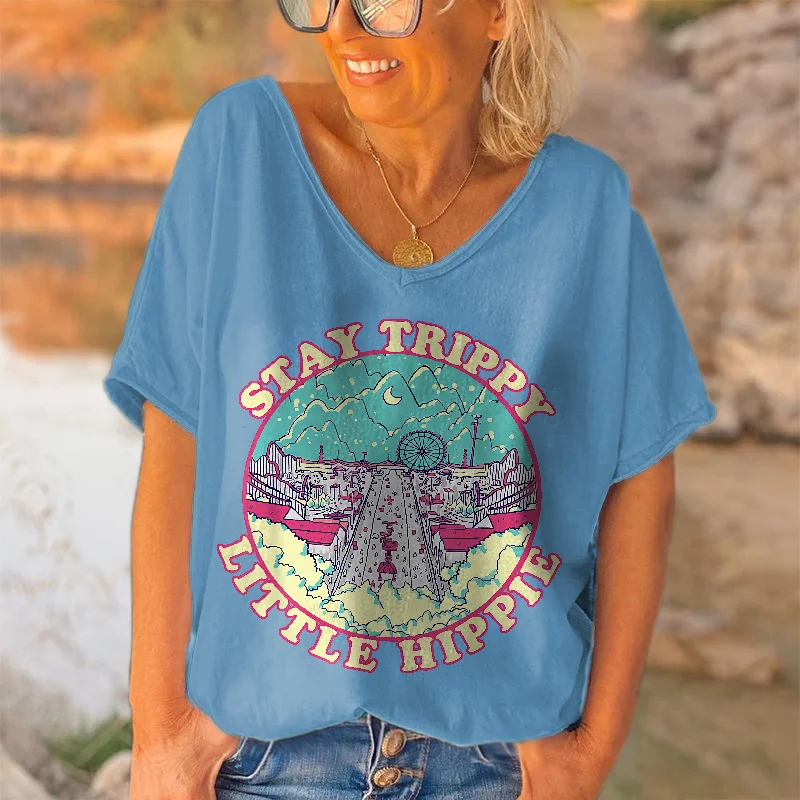 Stay Trippy Little Hippie Printed T-shirt