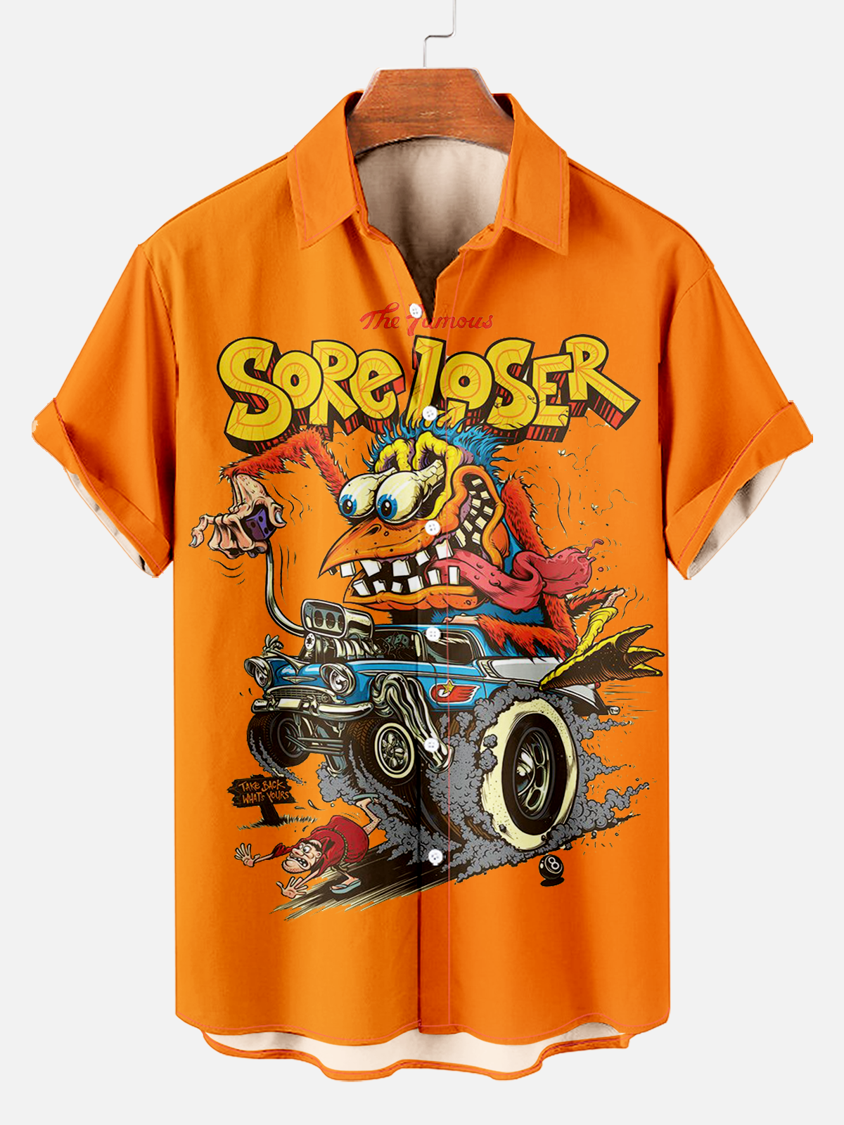 Men's Retro Modified Car Print Shirt PLUSCLOTHESMAN