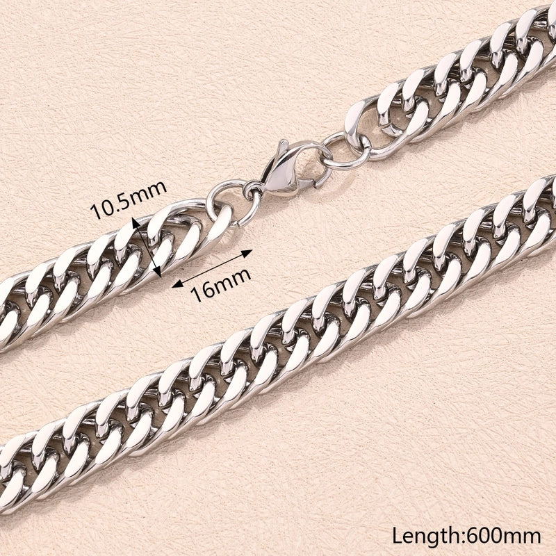 1 Strand/Package 304 Stainless Steel 18K Gold Plated Cuban Link Chain Polished 600mm Jewelry Accessories