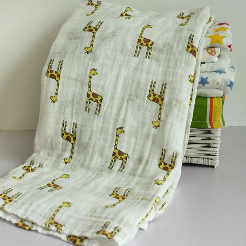 New Cute Nursery Infant Baby Swaddling Blanket Newborn Infant Cotton Swaddle Towel Soft Baby Printed Blanket 120*120cm
