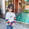 Kid Baby Girl T-shirt Casual Colorful Striped Long Sleeve Tops