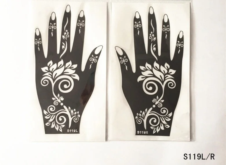 2Pcs/Set Temporary Tattoo stencil 25 designs Body Art Men Women Indian Henna pattern Beauty Waterproof Fake Arm Hand Reuse tatoo