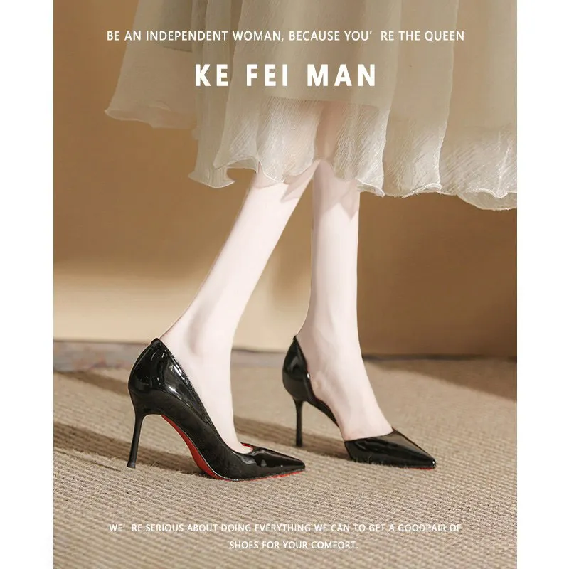 Breakj Breakj Women's Fine Heel On The Bed Of High-Heeled Shoes In The New Autumn Black Red Back 10 Cm Sexy Pointed Single Shoes In 2025