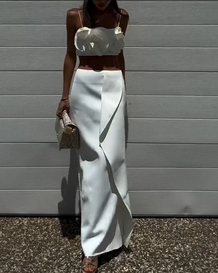 Women's solid color skirt vest suit