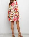 Stylish round neck long sleeve printed dress