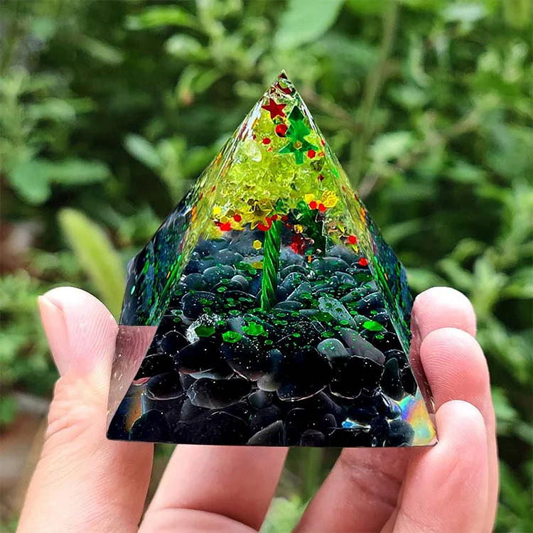 Peridot Obsidian Christmas Tree Of Life Orogne Pyramid