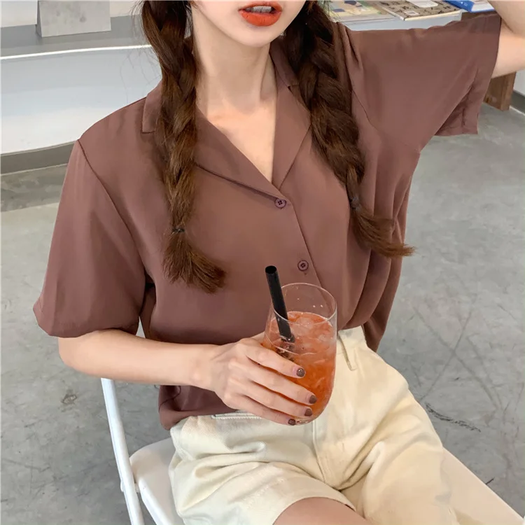 Uveng Uveng 2023 New Women's Versatile Short-Sleeved Shirt Tide