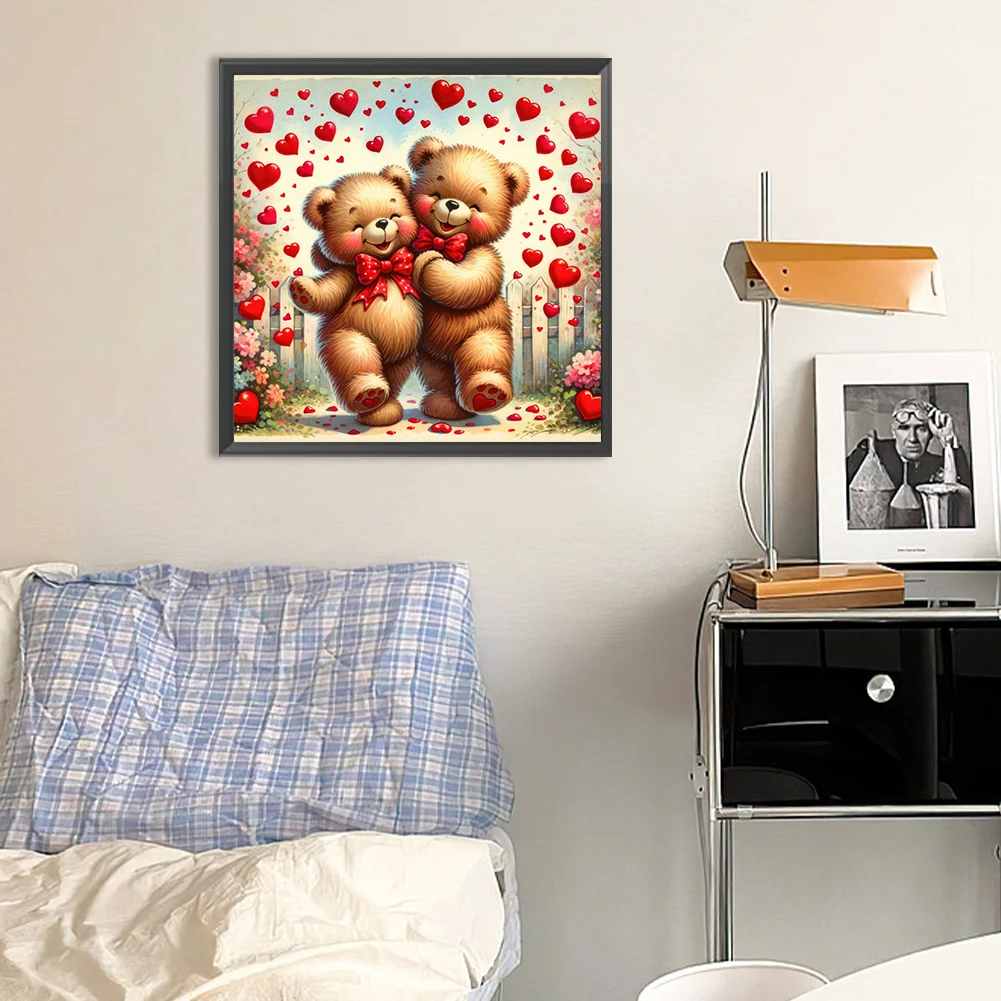 Diamond Painting - Full Round Drill - Rose Heart Bear(Canvas|30*30cm)