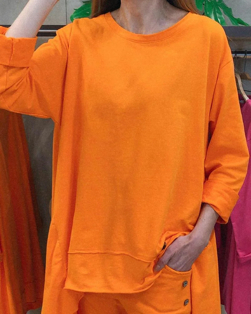 Solid color casual two-piece suit