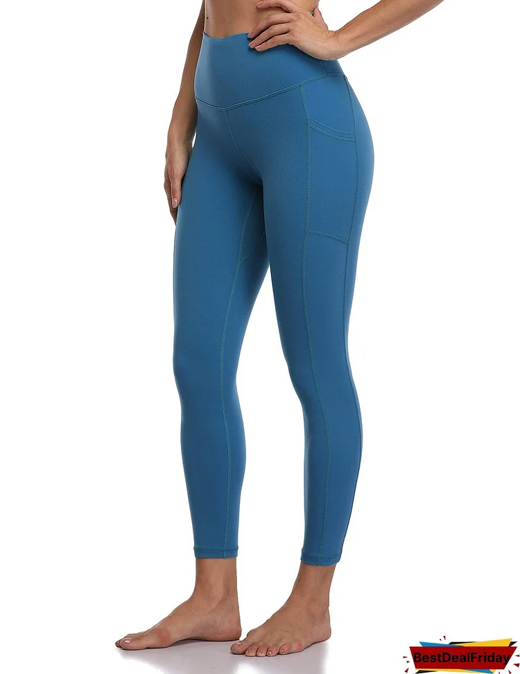 women high waisted yoga pants classic blue
