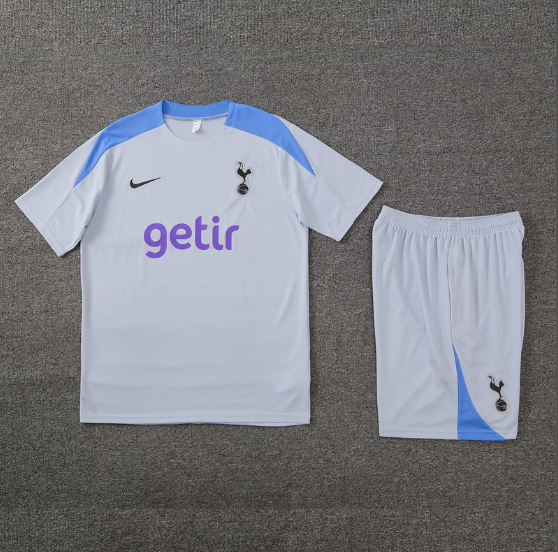24/25 Tottenham Training Short Sleeve Kit Light Grey Football T-Shirt Thai Quality