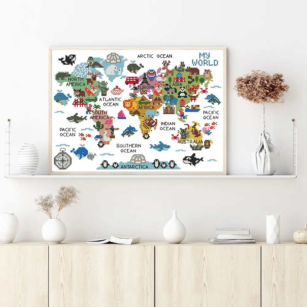 14CT Counted Cross Stitch - Animal Worl(Canvas|40*53CM)