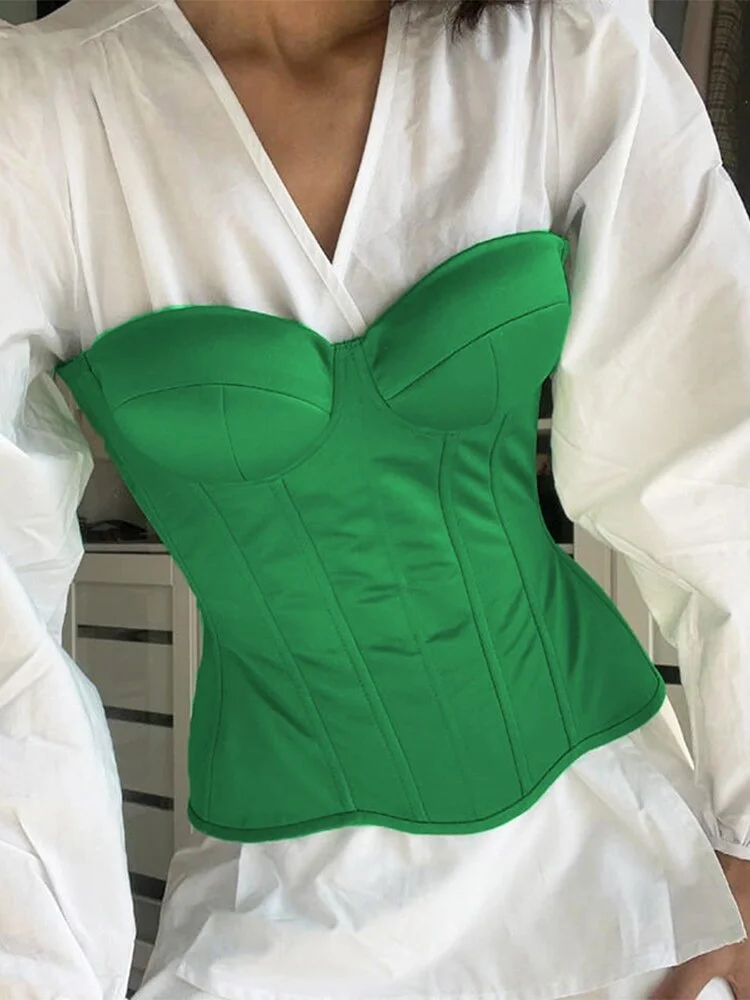 Jacqueline Off Shoulder Satin Crop Top Women y2k clothes Summer Sexy Sleeveless slim Bustier Corset Top harajuku Party Club 2022