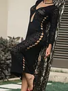 Laceknitted Hollow Thin Long Sleeve Bohemia Maxi Dress