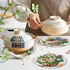 4PCS Diamond Painted Wooden Flower Basket Placemats Insulated Dish Mats with Holder