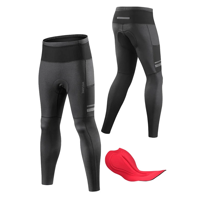 WOSAWE Men High Elastic Cycling Long Pants 4D Gel Pads 
