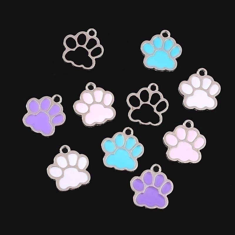 10 PCS/Package 16.1*17.3mm Aluminum-Magnesium Alloy White Footprint Jewelry Accessories Pendant